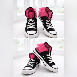 Converse Kids Black and Pink High-Tops - size 1 EUC